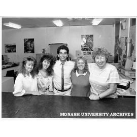 Student Employment team, from left: Melva Marinis, Peps Demirel, Nick Deligiannis, Katrina Baird and Irmgard Good