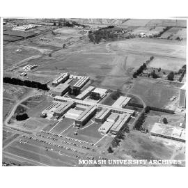 Aerial view of Science and Engineering buildings, 21 January 1963, from south west