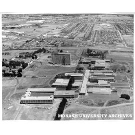 Aerial view of building construction, 21 January 1963, from the north