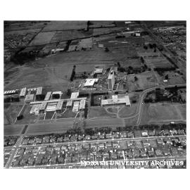 Aerial view of site and buildings, January 1964, from west with Beddoe and Marshall avenues in foreground