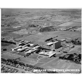 Aerial view of site and buildings, January 1964, from south west with Beddoe Avenue in foreground