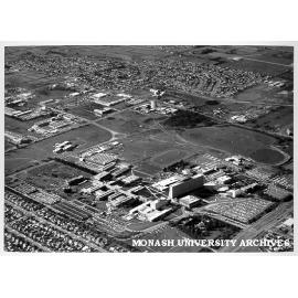 Aerial view of campus, October 1969, from south west corner