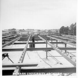 Roof of Deakin Hall under construction, 16 January 1962