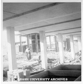 Interior of Deakin Hall under construction, 16 January 1962