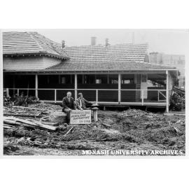 Keith Frearson (right) and Doug Ellis outside partially demolished Birch Cottage
