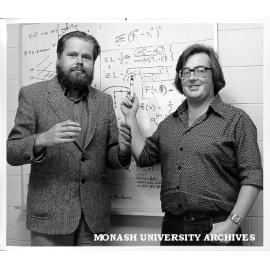Mathematics department visitors Dr Y. Rinne (left) and Dr M. Miller