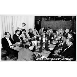 Delegation of Indonesian education administrators at lunch in University Club with Professor Mal Logan and representatives of CSIRO and Vocational and Technical Training Corporation