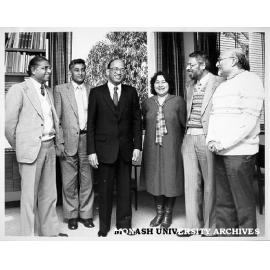 New Indian High Commissioner His Excellency Dileep S. Kamtekar (centre) with members of Monash Indian community, from left: Mr Fausto Gomes, Dr Naunihal Singh, Mrs Gloria Moore, Dr Kishor Dabke and Dr R. H. Desai