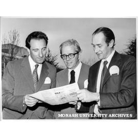 Visitors to International Production Technology Conference. Professor Gian Micheletti (left) and Mr Francis Boulger (centre) and conference organiser Associate Professor Robert Brown