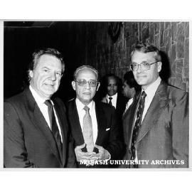 Indonesian Foreign Minister Mr Ali Alatas (centre) with Vice-Chancellor Professor Mal Logan (left) and Professor Merle Ricklefs