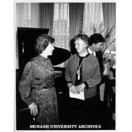 Professor Dame Leonie Kramer (right) and Dr Brenda Niall at book launch at Brighton Cultural Centre