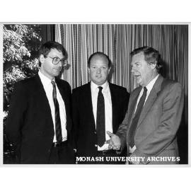 Eric Beecher (left), Ranald Macdonald (centre) and Professor Mal Logan