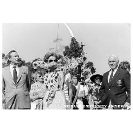 Opening of National Archery Championships. Governor Sir Brian Murray, watching his wife Lady Murray