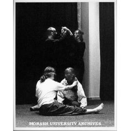 Caroline Lloyd and Janoel Liddy performing Lecoq exercise