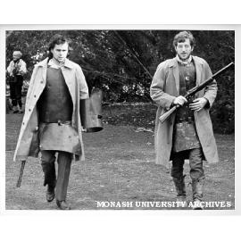 History department members re-enacting Ned Kelly's last stand