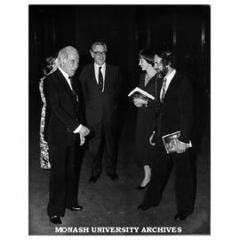 Governor General Sir Zelman Cowen (left), Chancellor Sir Richard Eggleston, Ruth and Jurgen Ahrend at Louis Matheson Pipe Organ inauguration