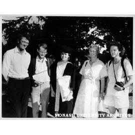 Science graduate Deryn Griffiths (centre) with Dr John Griffiths senior lecturer in Materials Engineering (left) and other family members