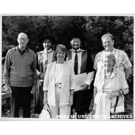 Dr Geoff Crawford (centre right) with supervisor Dr Peter Wright and family members