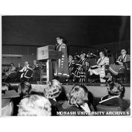 Sir Richard Eggleston speaking at installation ceremony