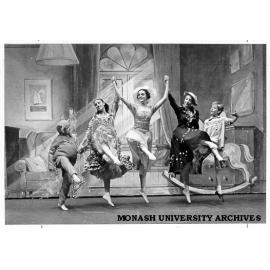 Scene from 'Tales of Christopher Robin'. Kate Ryan (centre), with from left: Natasha Dey (Poor Bear), Jennifer Lemmel (Gypsy Girl), Jodi Wright (Pearly Queen) and Christopher Robin (Timothy Heathcote)