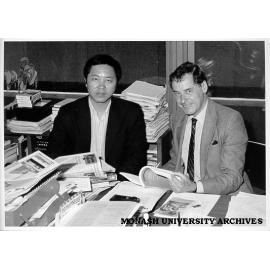 Lecturer in Communications Dr Tony Keulemans with visiting Professor Ju Yunan, Director of International Journalism, Fudan University