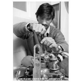 Mechanical Engineering student Mr Dennis Stathos working on Chisholm 80, one of two Chisholm entries in Shell Mileage Marathon