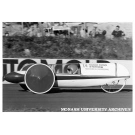 Department of Mechanical Engineering vehicle competing in Shell Mileage Marathon at Amaroo Park