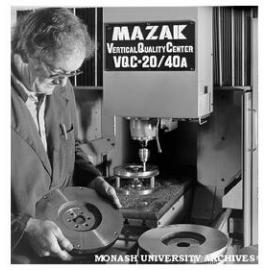 MAZAK vertical CNC machine centre with Mechanical Engineering workshop technician Mr Ivor Little