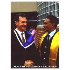 Federal police Sergeant Lawrence D'Ekenaike (right) with Assistant Commissioner for Southern Region Walter Williams after graduating Associate Diploma in Police Studies
