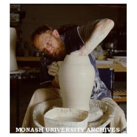 Visiting English potter Michael Casson