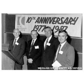 David Syme Business School of Marketing 10th anniversary. Bevan Bradbury (left), Michael Collins, Acting Head of Marketing, Bill Pratt and Graham Goldie