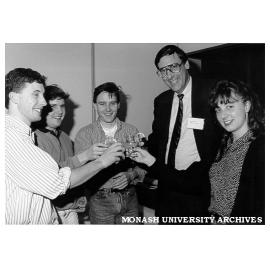 Dean of Business Mr Peter Chandler with students who bought his services at fund raising auction