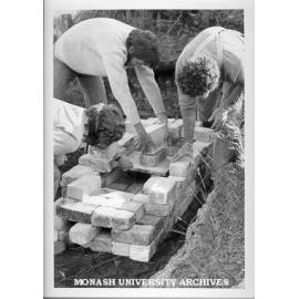 CIT Ceramic Society students building raku kiln at weekend camp at Lang Lang