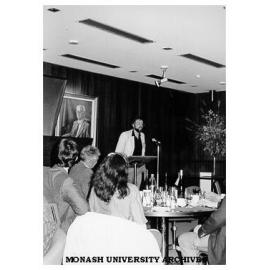 Launch of Chisholm entry in Pentax World Solar Challenge. Team Leader Paul Wellington of Mechanical Engineering, addressing the audience