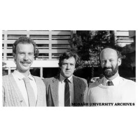Visiting Chisholm Fellows Colin Archibald (left) and Professor Terry Caelli (right) with Dr Imants Svalbe of Computer Imaging Group