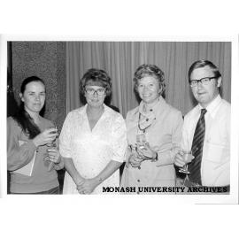School of Industrial Studies staff. From left: Laurian Love, Audrey Rose, Veronika Martens and Terry Russell, at Audrey's farewell