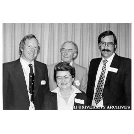 Visiting UK educator Professor Gordon Wills (left) with Dr Lisa Brodribb, President of Council, Mr Ron Cumming, Director and Mr Peter Chandler, acting Dean of David Syme Business School