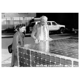 Caulfield Mayor Jack Campbell with Solar Vehicle, Felicite Campbell (left)