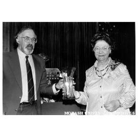 Dean of Social and Behavioural Sciences Richard Snedden and secretary Edna Baxter