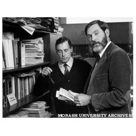 Dr Tony Keulemans, Principal Lecturer in Communication Studies, with visiting fellow Professor Joe MacDaniels