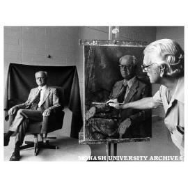 Mr Hartley Halstead sitting for artist Geof Mainwaring