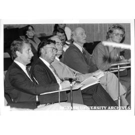Second Open Forum on draft constitution for CIT Council. Tom Pickford (left), Maurie Watson, Ron Cumming, Ron Hill and CITASA President Arthur Crook