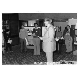 Director Ron Cumming addressing CIT reunion with Mr Alan Hamstead in background