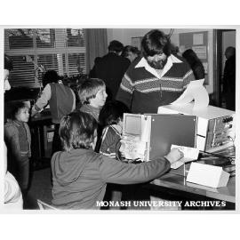 Visitors to Physics laboratory, with Dr M. Osborne