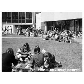 Students in campus grounds