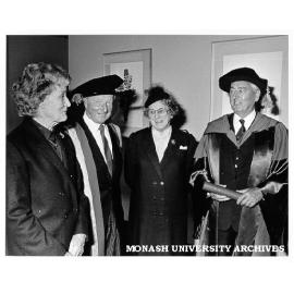 Sir Bernard Callinan (right) after receiving honorary Doctor of Engineering with Lady Callinan, Chancellor Sir George Lush and Lady Lush