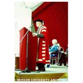 Chancellor Sir George Lush addressing MUCG graduates