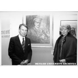 Professor Max and Mrs Stephanie Charlesworth at 'Defective Models' exhibition