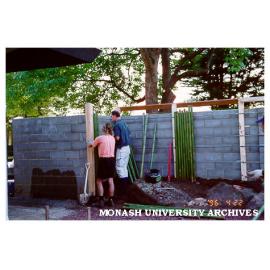 Constructing Kenninji style fence, Japanese Garden