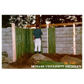 Constructing Kenninji style fence, Japanese Garden